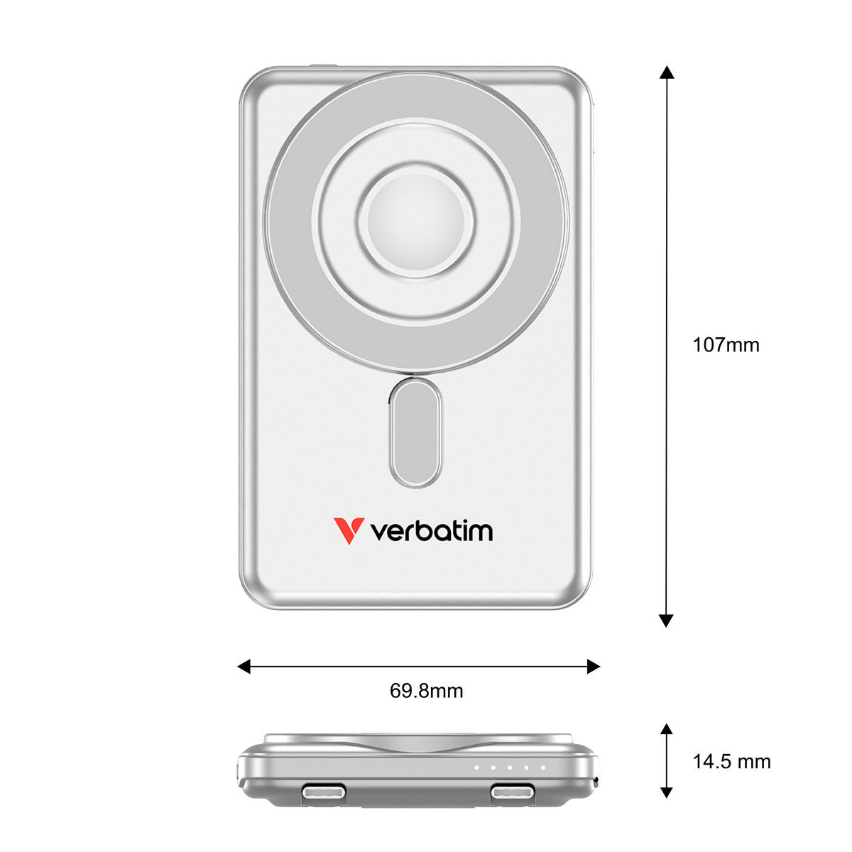 Verbatim Charge 'n' Go 2C Power Bank - 5.000 mAh - magnetisch - inkl. 2 Kabel - silber - trend - shop.deals