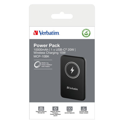 Verbatim Charge 'n' Go Power Bank - 10.000 mAh - magnetisch - wireless - schwarz - trend - shop.deals