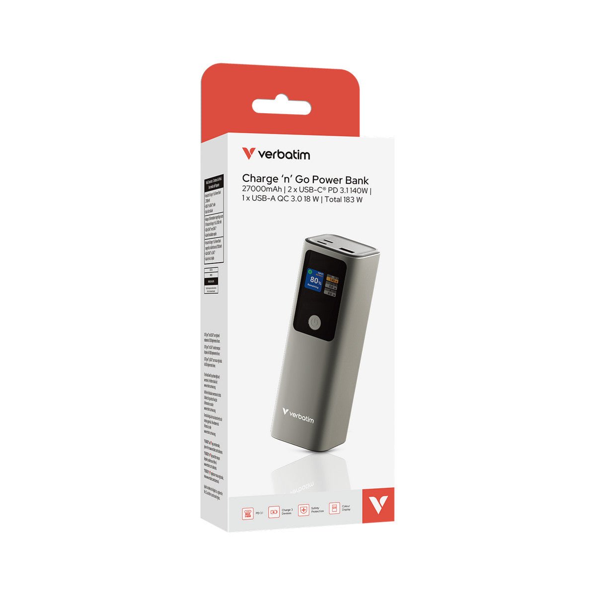 Verbatim Charge 'n' Go Power Bank - 27.000 mAh - 183W - grau - trend - shop.deals