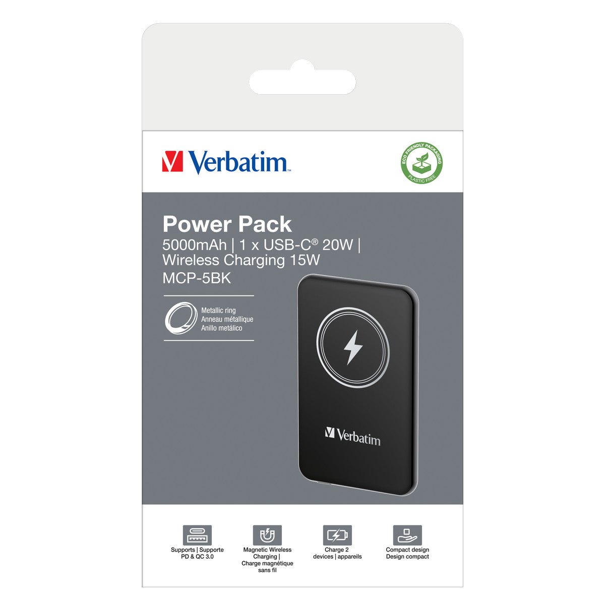 Verbatim Charge 'n' Go Power Bank - 5.000 mAh - magnetisch - wireless - schwarz - trend - shop.deals