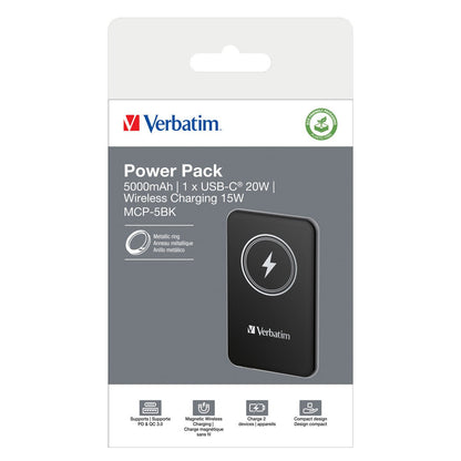 Verbatim Charge 'n' Go Power Bank - 5.000 mAh - magnetisch - wireless - schwarz - trend - shop.deals