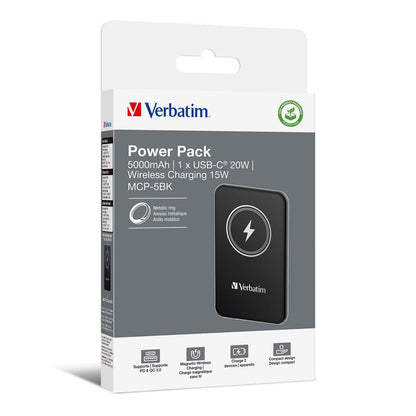 Verbatim Charge 'n' Go Power Bank - 5.000 mAh - magnetisch - wireless - schwarz - trend - shop.deals