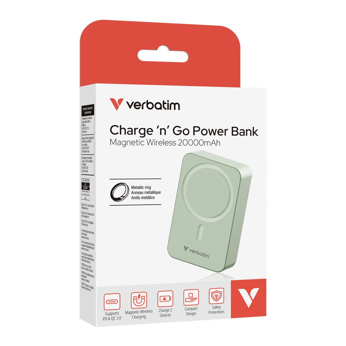 Verbatim Essential Power Bank - 20.000 mAh - magnetisch - wireless - grün - trend - shop.deals