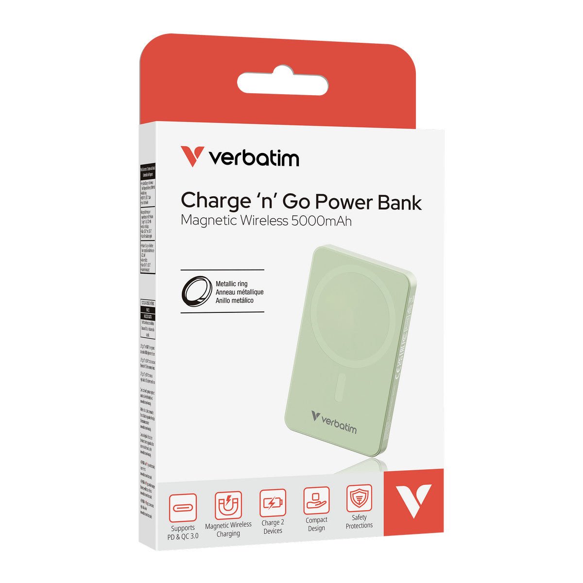 Verbatim Essential Power Bank - 5.000 mAh - magnetisch - wireless - grün - trend - shop.deals