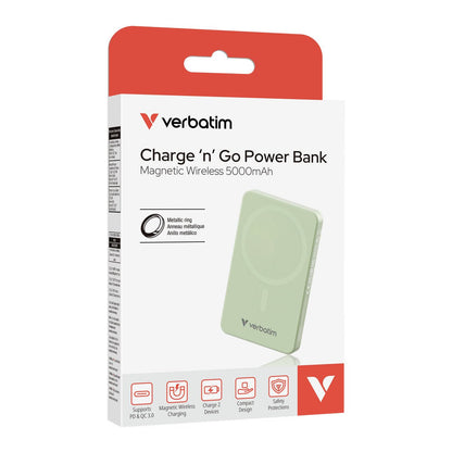 Verbatim Essential Power Bank - 5.000 mAh - magnetisch - wireless - grün - trend - shop.deals