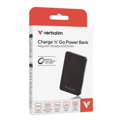 Verbatim Essential Power Bank - 5.000 mAh - magnetisch - wireless - schwarz - trend - shop.deals