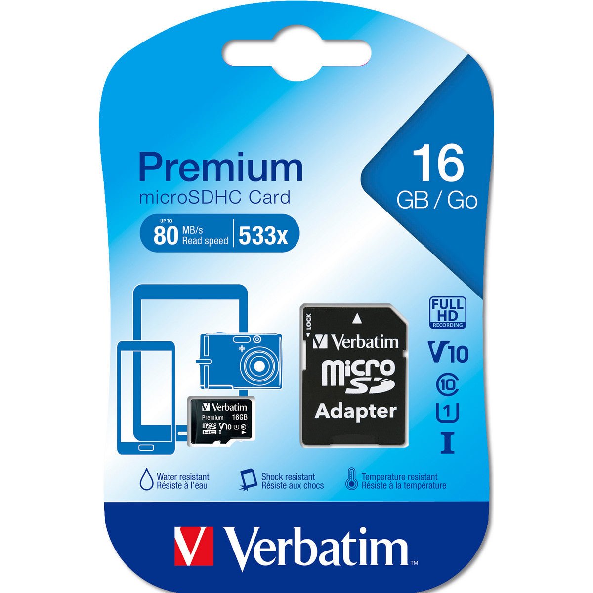 Verbatim micro SDHC Karte - 16GB - Class 10 - UHS - I incl. Adapter - trend - shop.deals