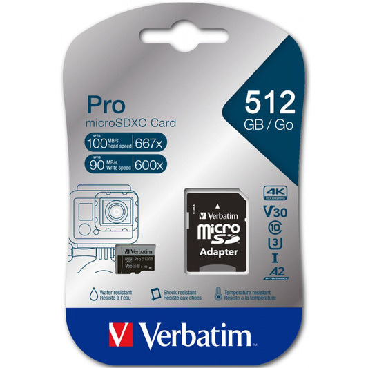 Verbatim micro SDXC Karte Pro - 512GB - Class 10 - UHS - I incl. Adapter - trend - shop.deals