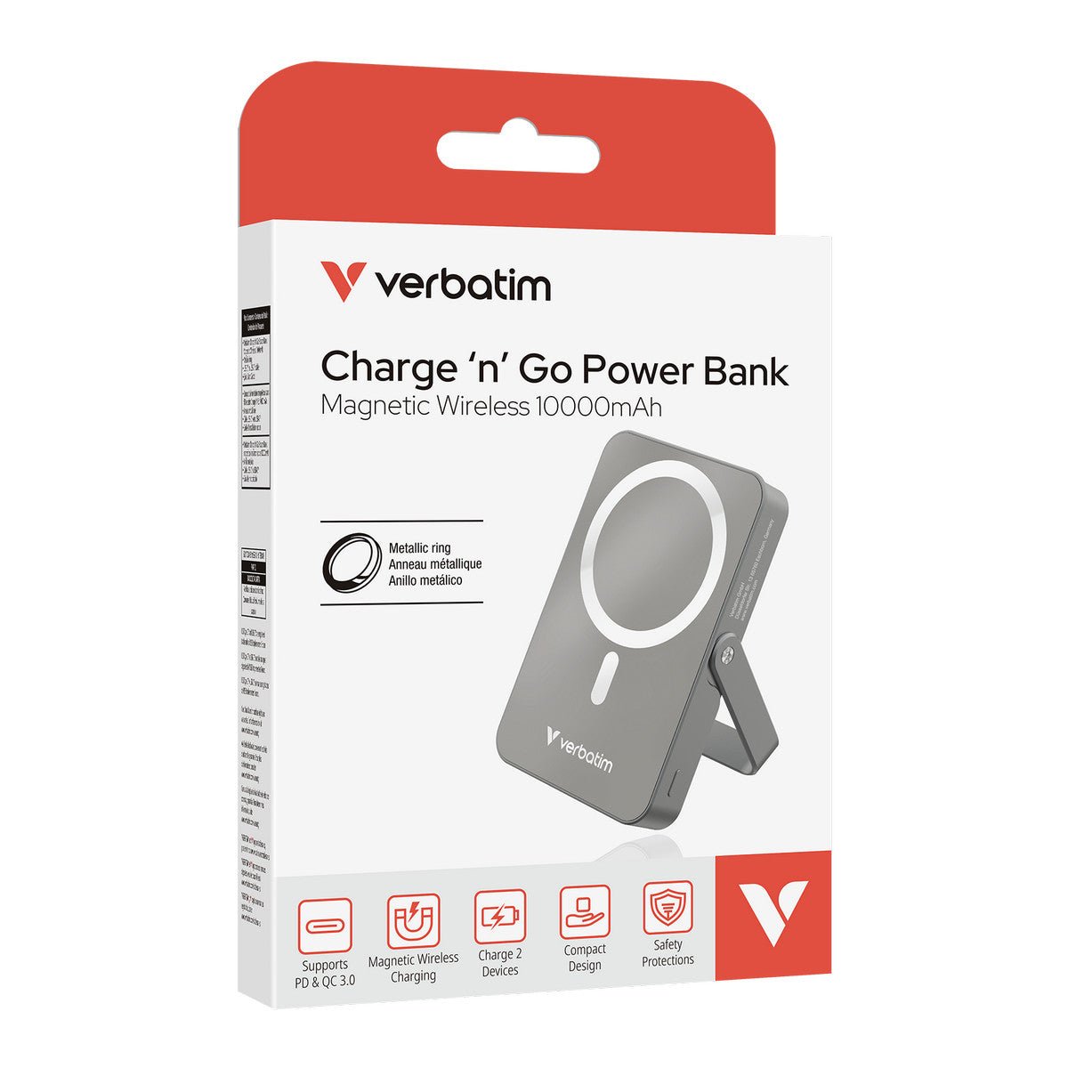 Verbatim Power Bank - 10.000 mAh - magnetisch - wireless - grau - trend - shop.deals