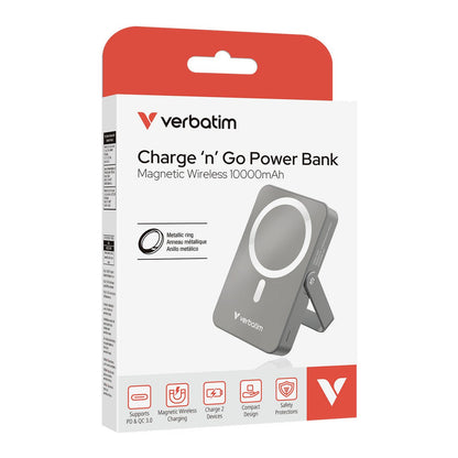 Verbatim Power Bank - 10.000 mAh - magnetisch - wireless - grau - trend - shop.deals